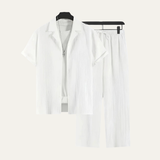 The Dervio Men’s Linen Two Piece Set – Lightweight Button-Up Shirt & Relaxed Pants