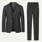 The Norwood Men’s Tweed 3 Piece Suit – Slim Fit Herringbone Jacket, Vest & Pants