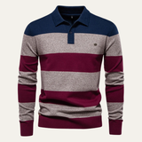 The Latina Men’s Cotton Button-Up Striped Knit Polo Sweater