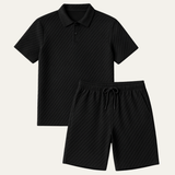 The Surrey Men’s Summer Jacquard Polo & Shorts Set – Lightweight Beach Outfit