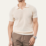The Como Centro Men’s Luxury Knitted V Neck Breathable Polo Shirt