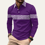 The Canazei Men’s Greek Key Print Casual Lightweight Polo Shirt