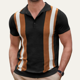 The Grosseto Men’s Retro Striped Knit Casual Polo Shirt